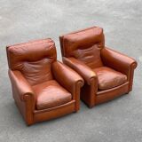 Set of Italian leather Poltrona Frau chairs, 1970s.