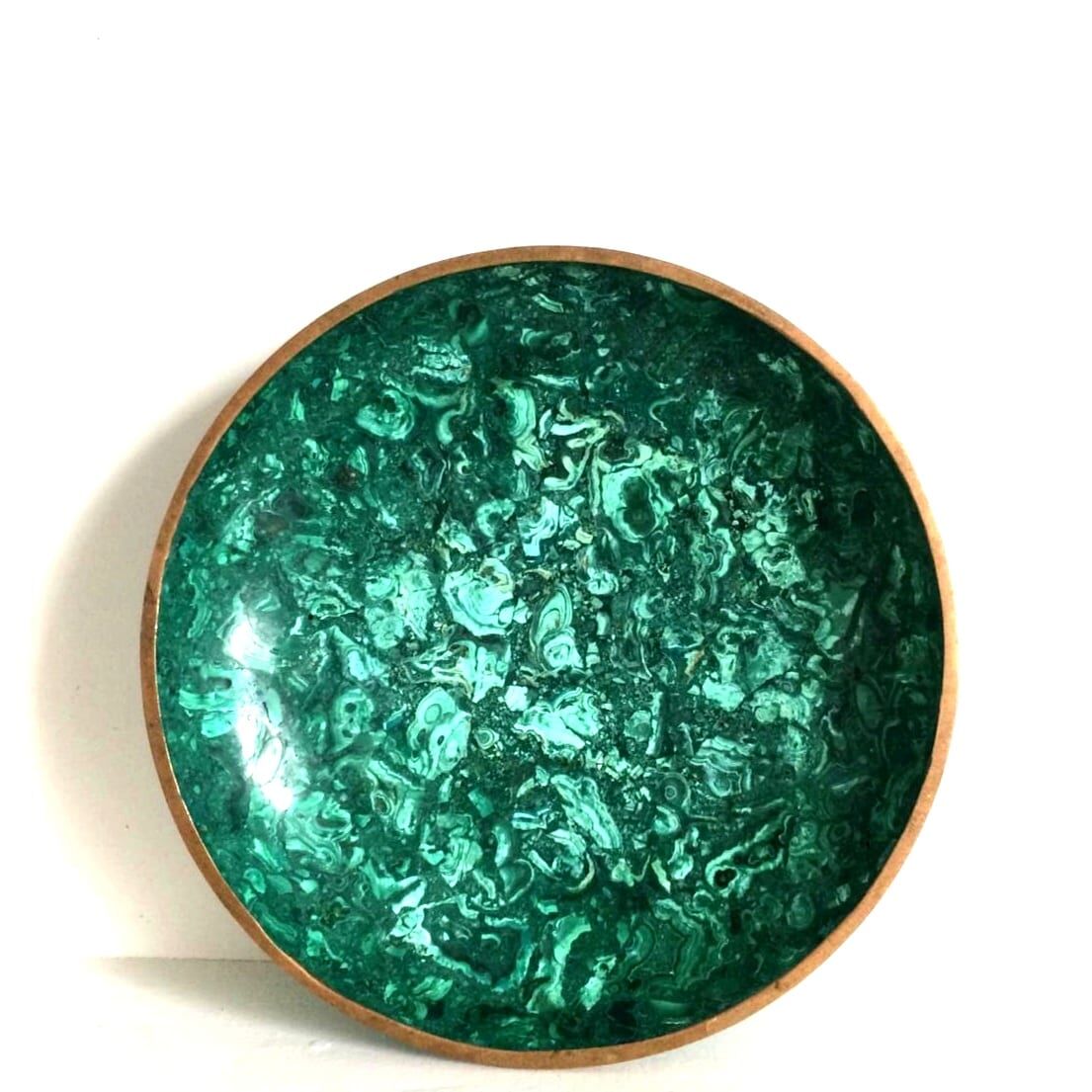 Malachite cut and brass, circa 1970
