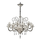 Refined Imperial “Rigadin” Chandelier in Transparent & Gold Murano Glass