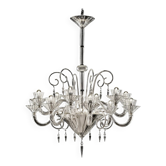 Chandelier Impérial Raffiné “Rigadin” en Verre de Murano Transparent et Doré