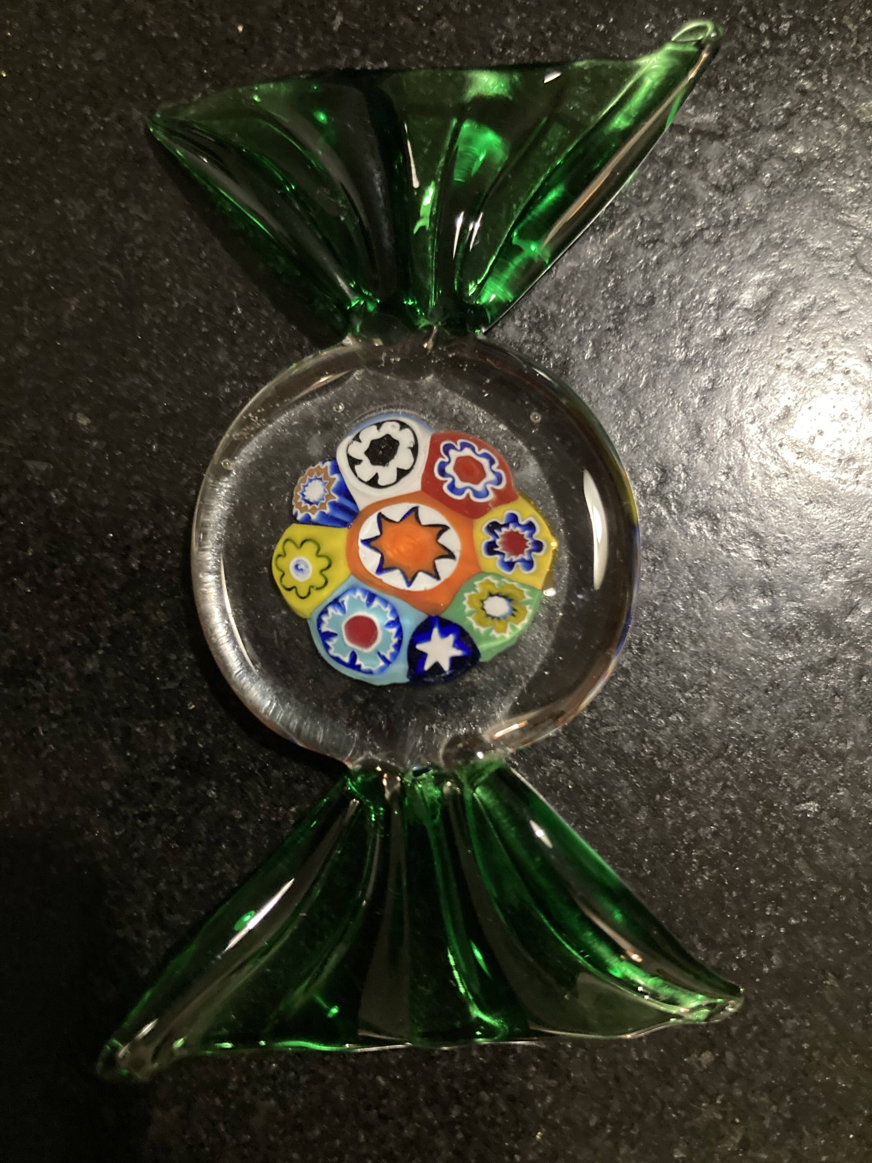 Set of Murano glass candy shaped knife holders