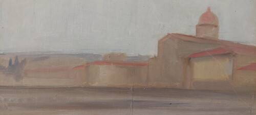 Oil painting on panel Florence View from San Frediano to Cestello early 1900