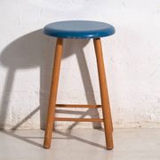 Antique wooden stool with a round seat – Central Europe, around 1950