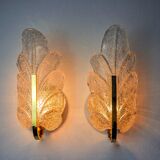 Pair of "leaf" wall lights by Carl Fagerlund, Murano glass, Germany, 1970