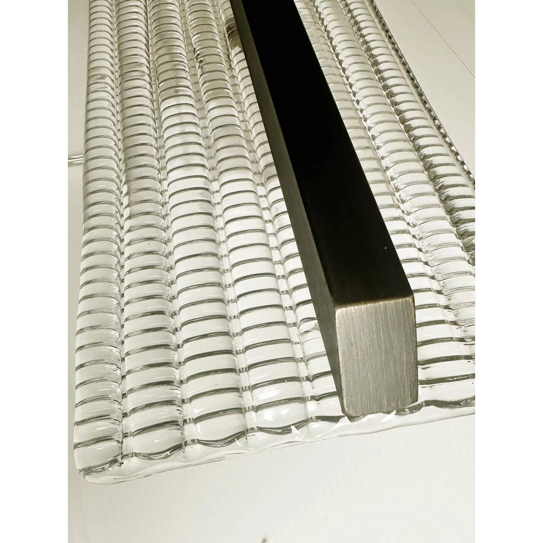 Elegant Brunish Diamanted Rectangular Murano Glass Wall Sconces – Two-Piece