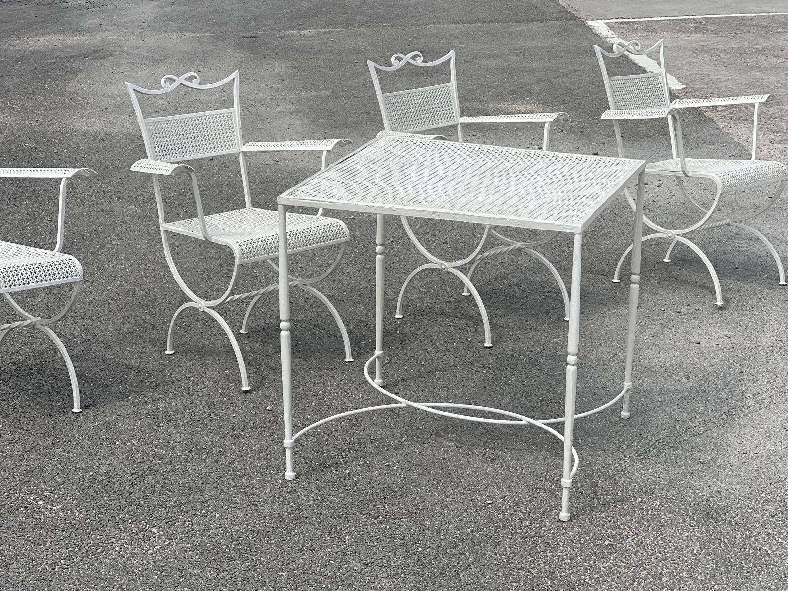 Garden set Maison Jansen in wrought iron 1960