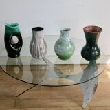 Set of 4 Accolay vases, signed ceramics, France, 1960s
