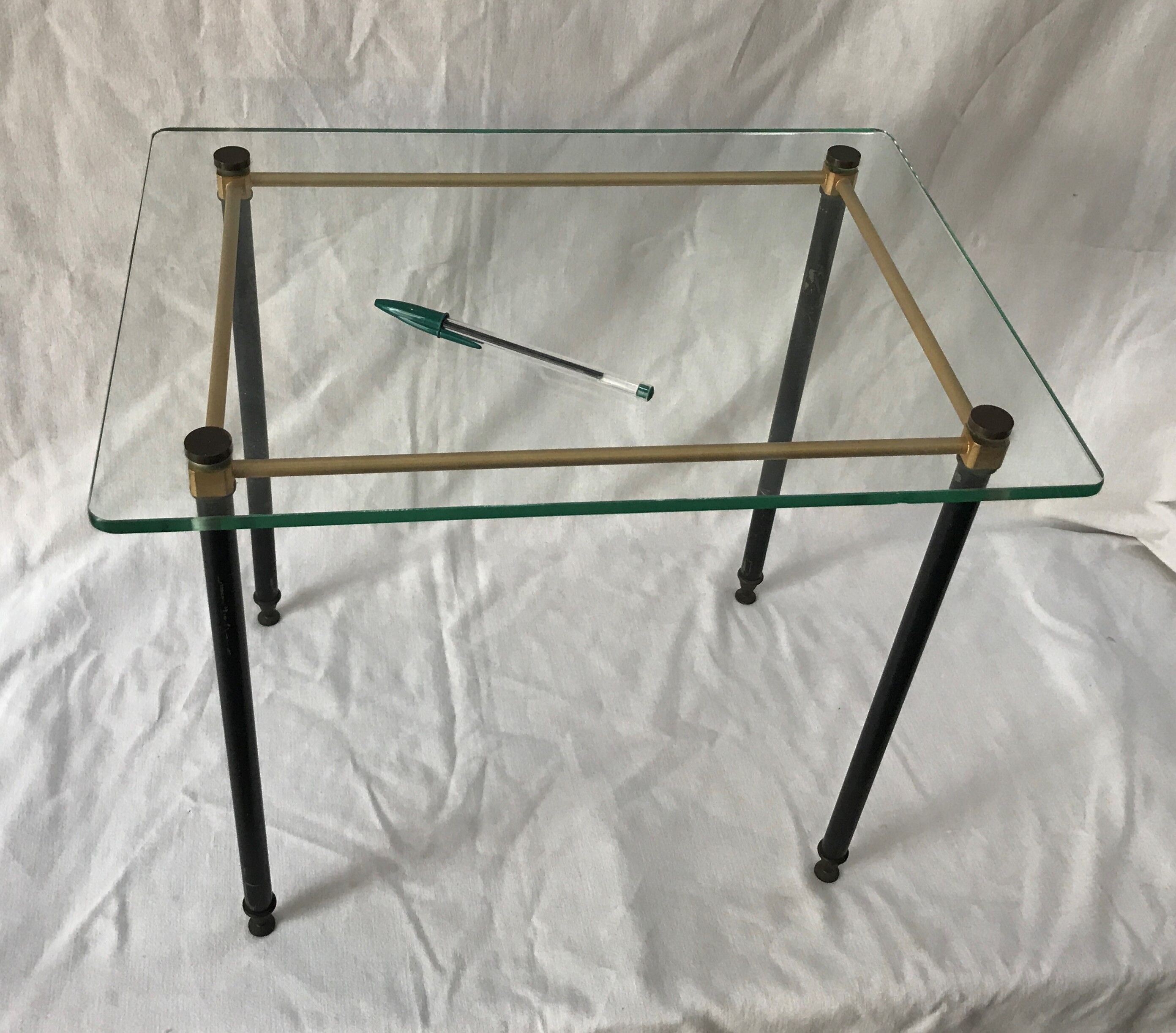 Pull out tables in glass and brass 1950