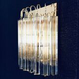 Hollywood Regency Style Glass & Brass Wall Lamp from Massive, Italy, 1980s