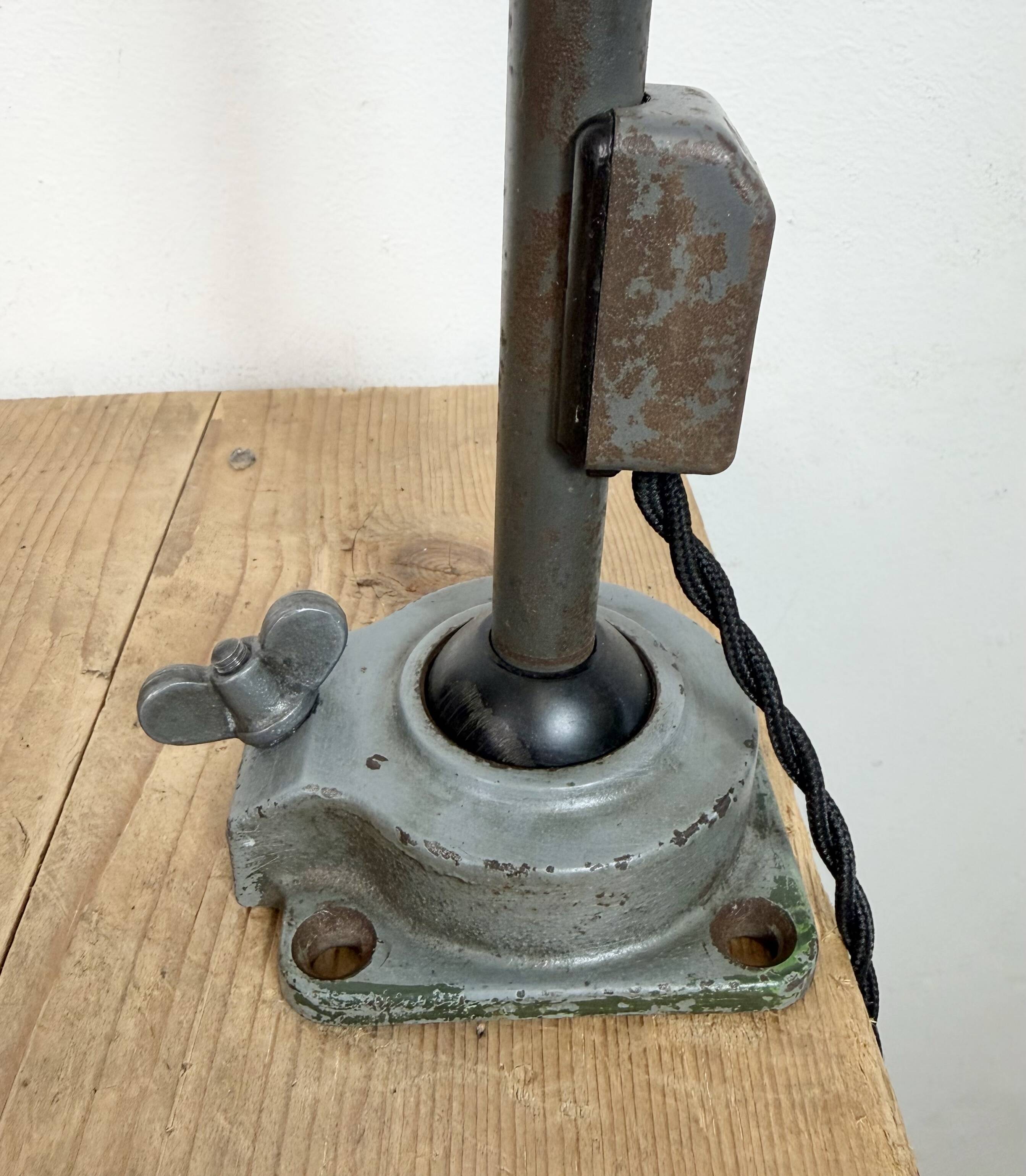 Industrial Grey Enamel Workshop Table Lamp from Siemens, 1950s