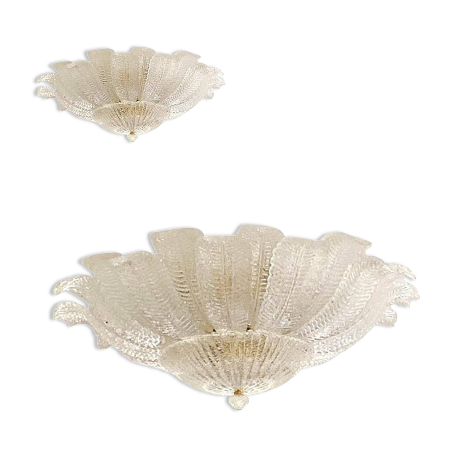 Italian impressive murano glass sputnik chandelier flush mount, lot of 2 or a pair of chandeliers