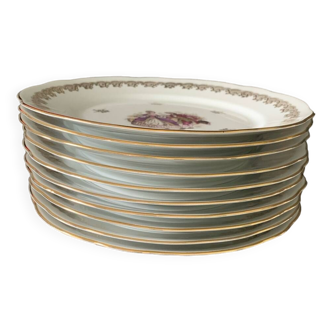 Lot de 10 assiettes en porcelaine de Chauvigny