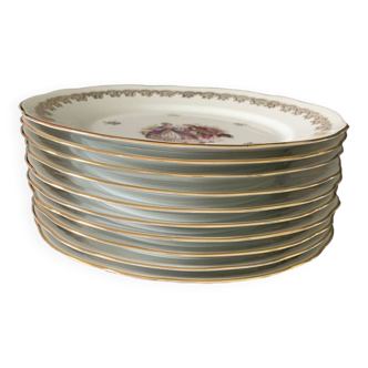 Set of 10 Chauvigny porcelain plates