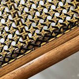 Teak wood and cane chair design, SNA Roset / Landault 1950-60