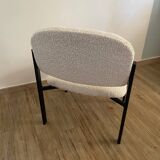 Boucle and metal designer armchair