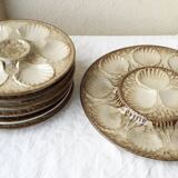 Barbotine shell dish and plates