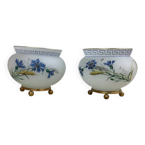 2 coupes en verre opalin