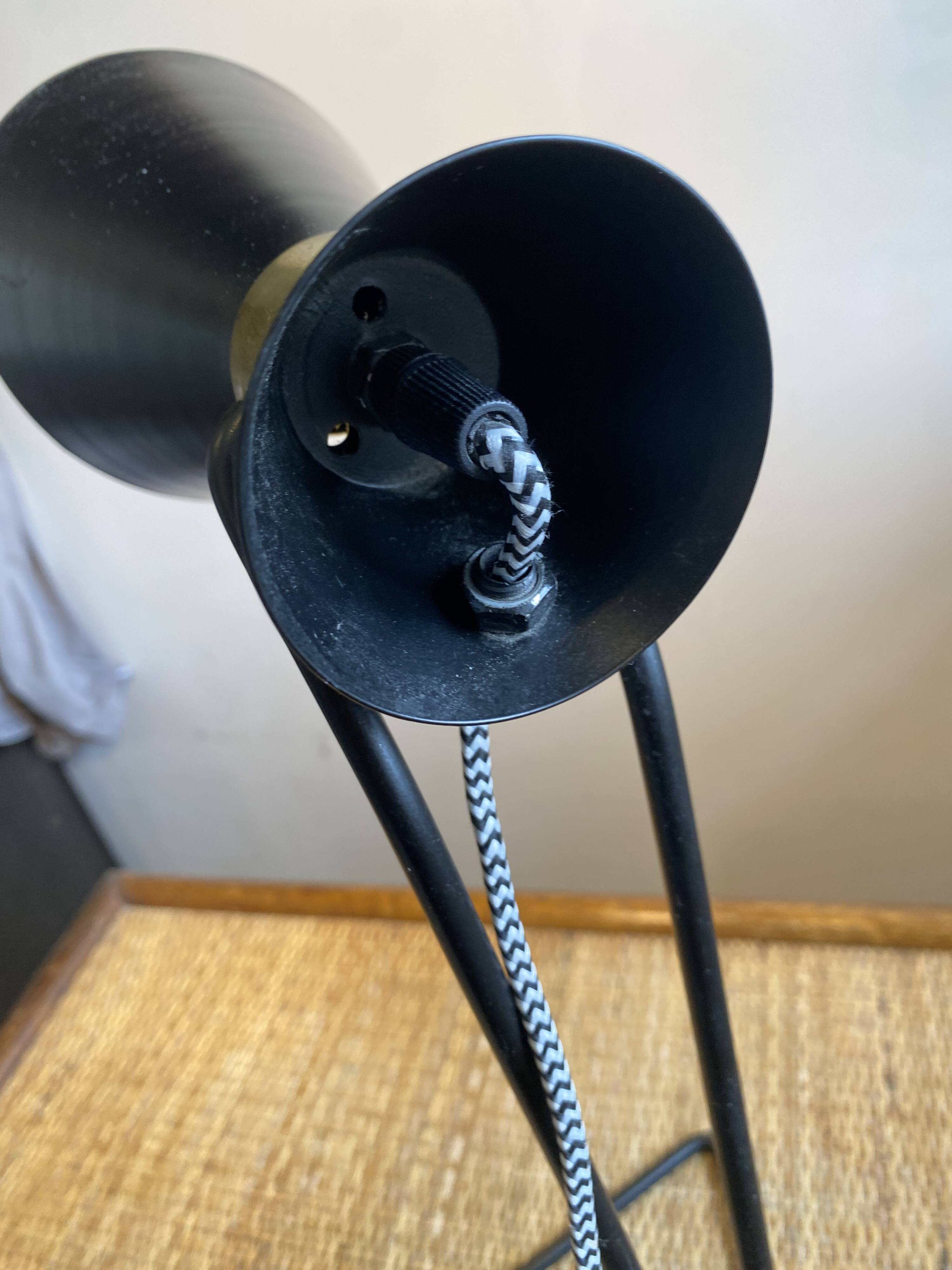 Vintage 1970s black metal cocotte lamp