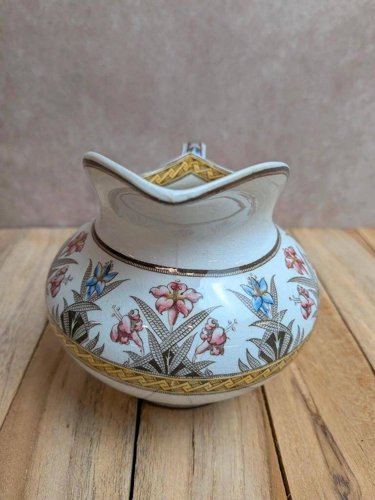 Old milk jug Sarreguemines U&c – Ironstone – Derby polychrome model