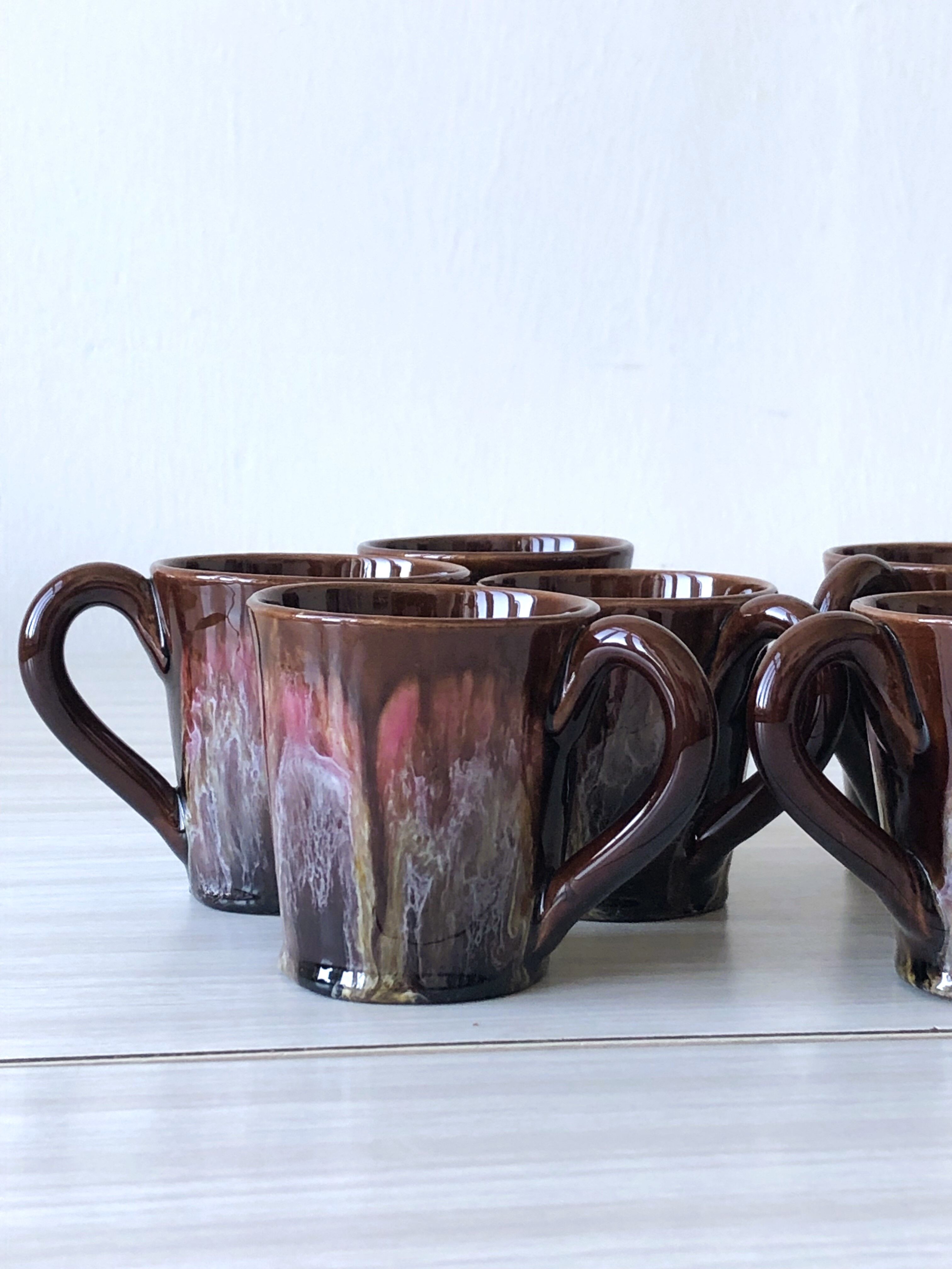 Vallauris coffee cups and bowls Pink and brown