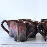 Vallauris coffee cups and bowls Pink and brown
