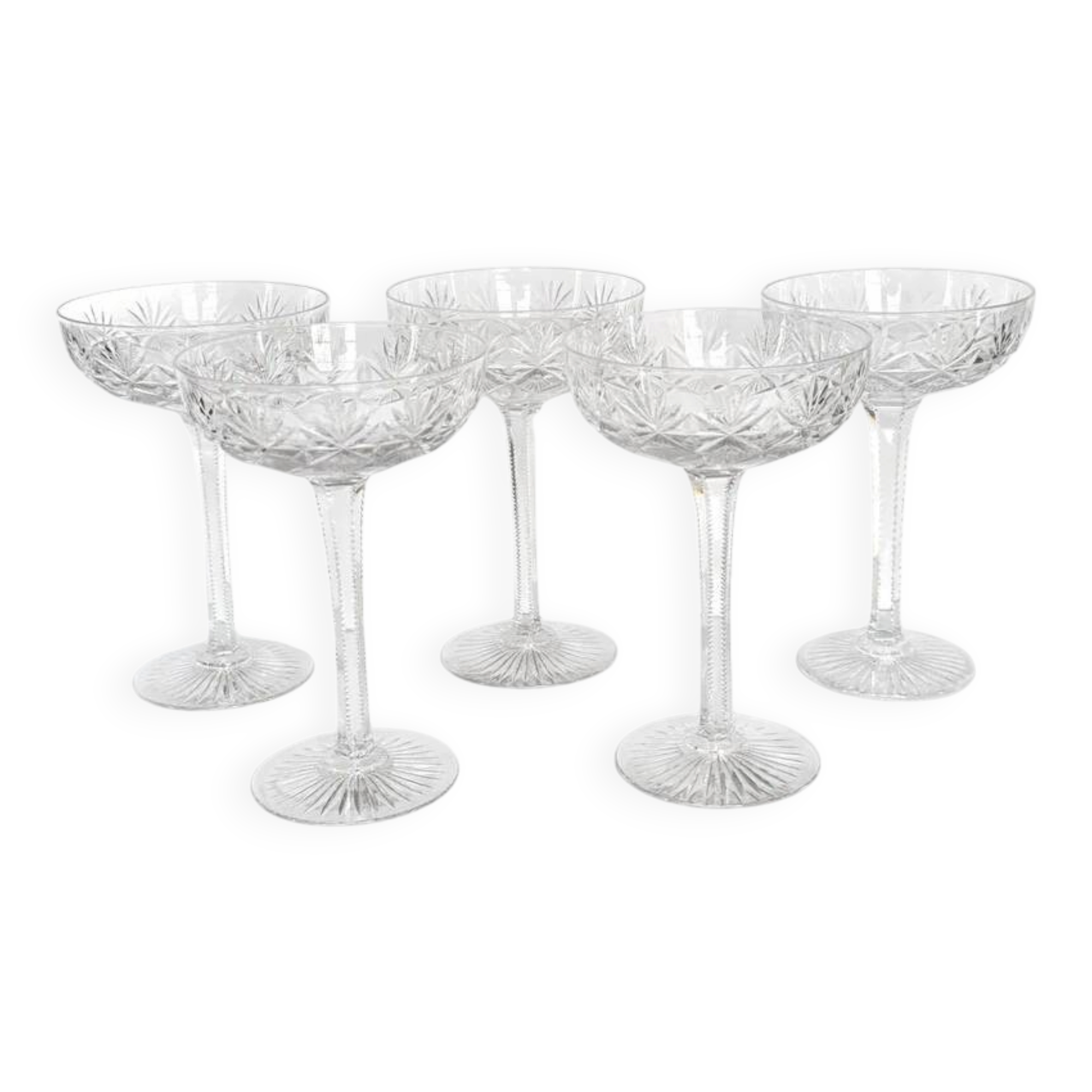 Set of 5 crystal champagne glasses from Saint-Louis | Gavarni model