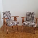 Paire de fauteuils en chêne massif, années 50