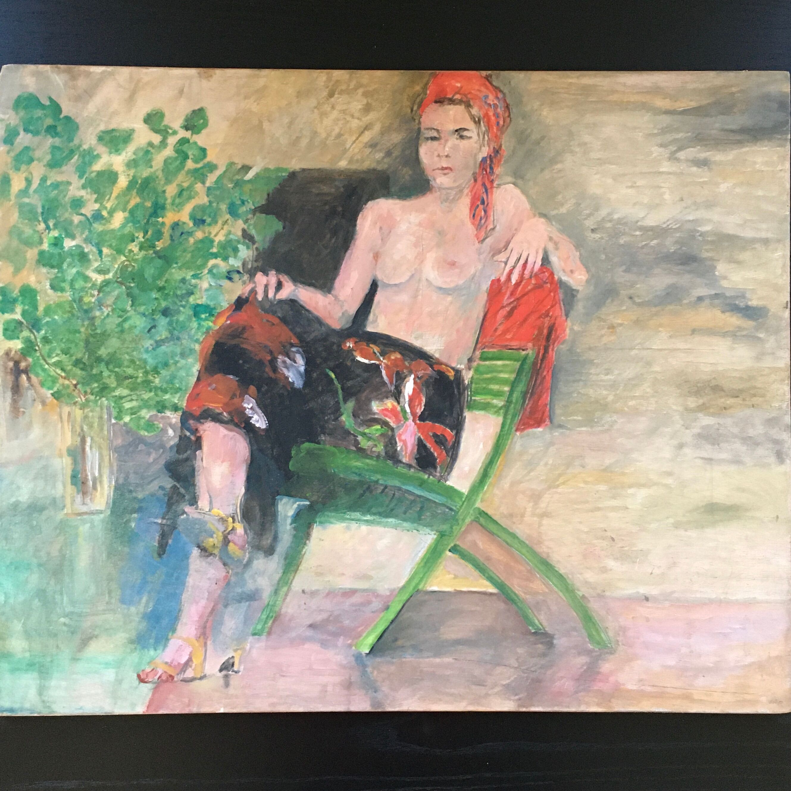 Painting woman in the garden