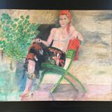 Painting woman in the garden