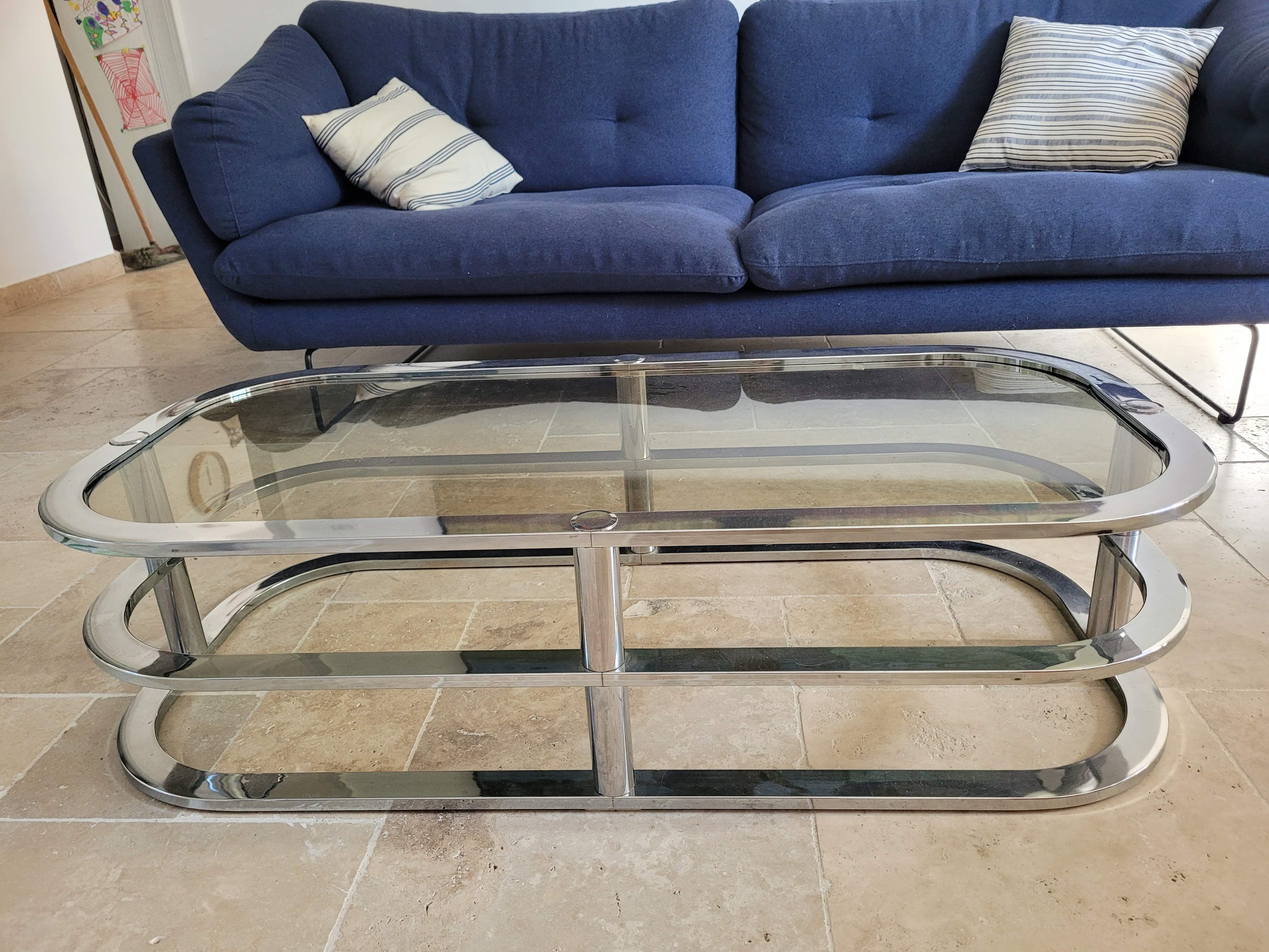 70s chrome coffee table