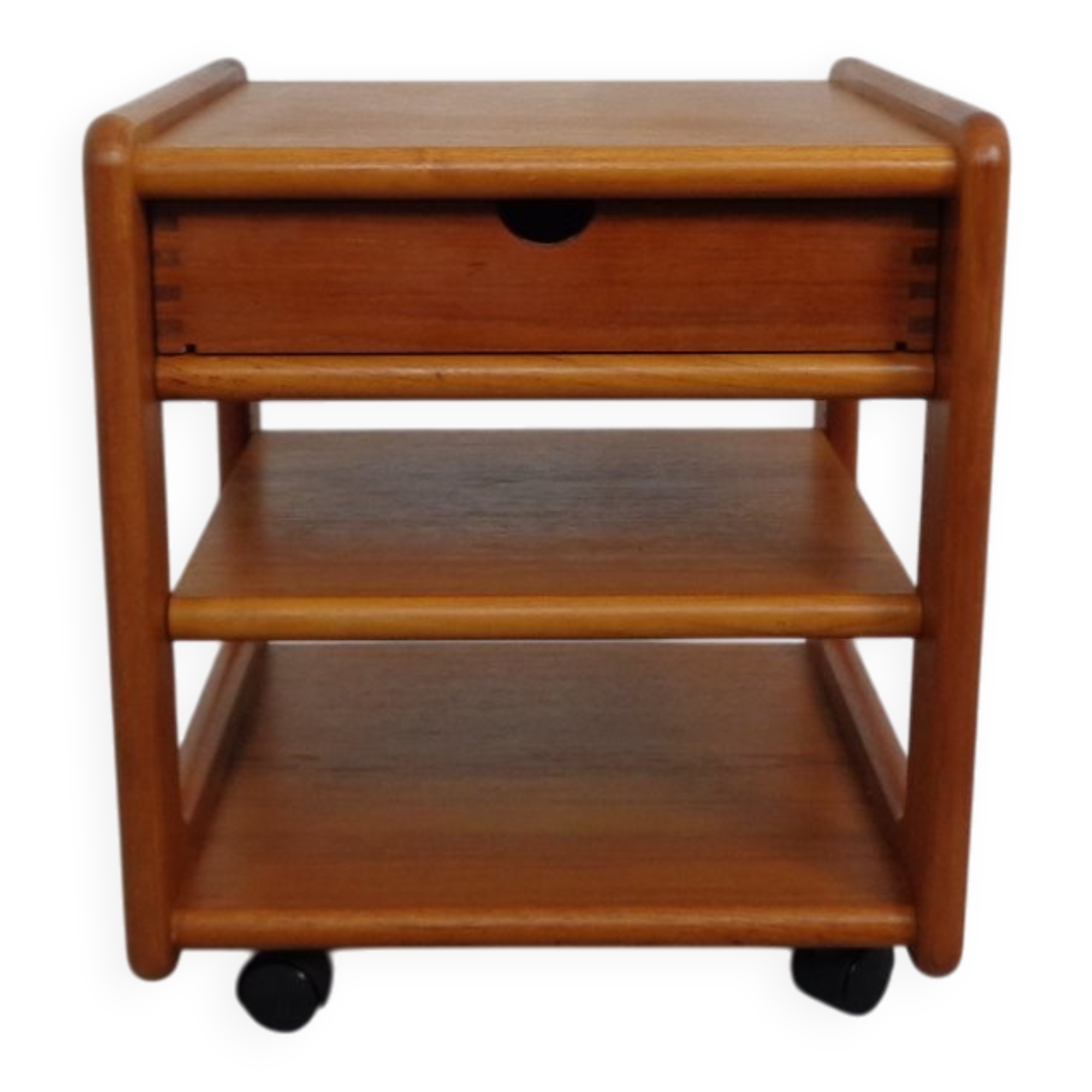 Small rollable teak chest of drawers from Dyrlund, Denmark, 1970s.