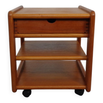 Small rollable teak chest of drawers from Dyrlund, Denmark, 1970s.