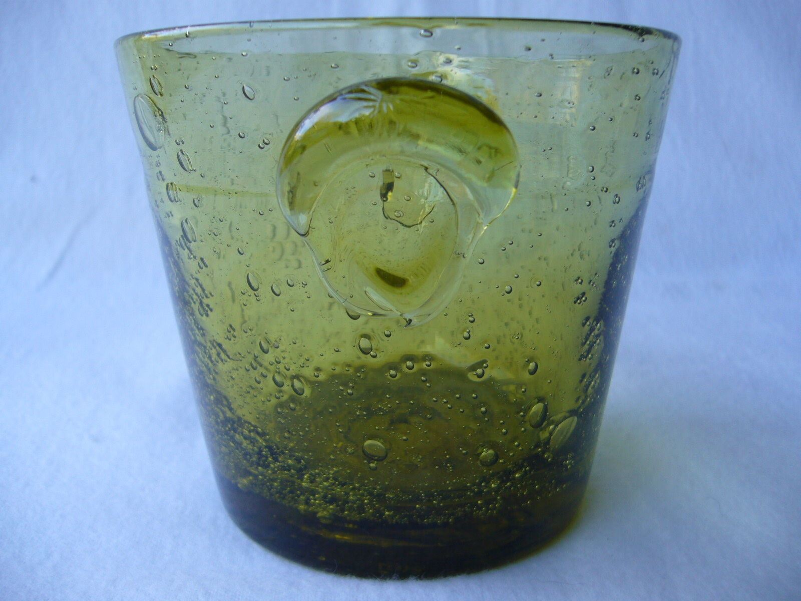 Vintage bubbled glass Biot ice bucket