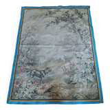 old braided wall tapestry the wolf and the lamb