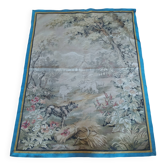 old braided wall tapestry the wolf and the lamb