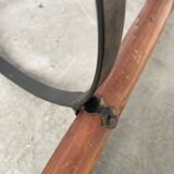 High tripod oak stool