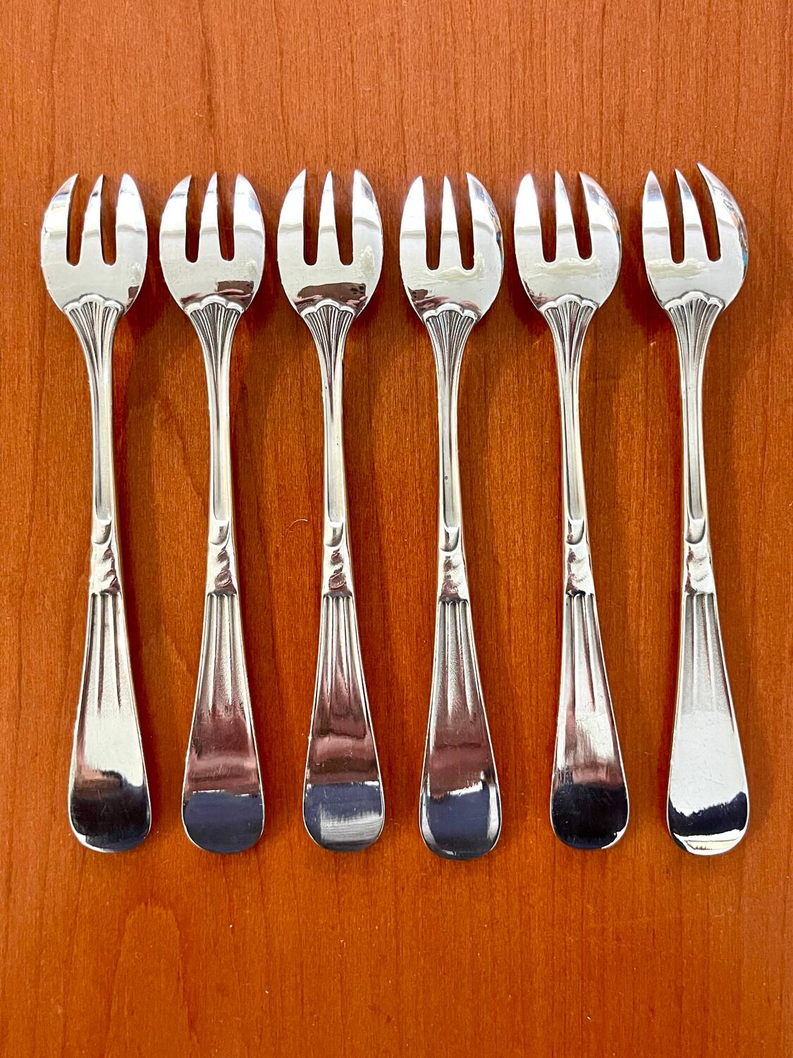 Christofle hemerocallis art nouveau, 6 oyster forks