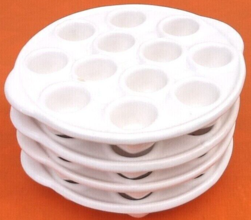 4 dishes / snail plates white ceramic 12 holes