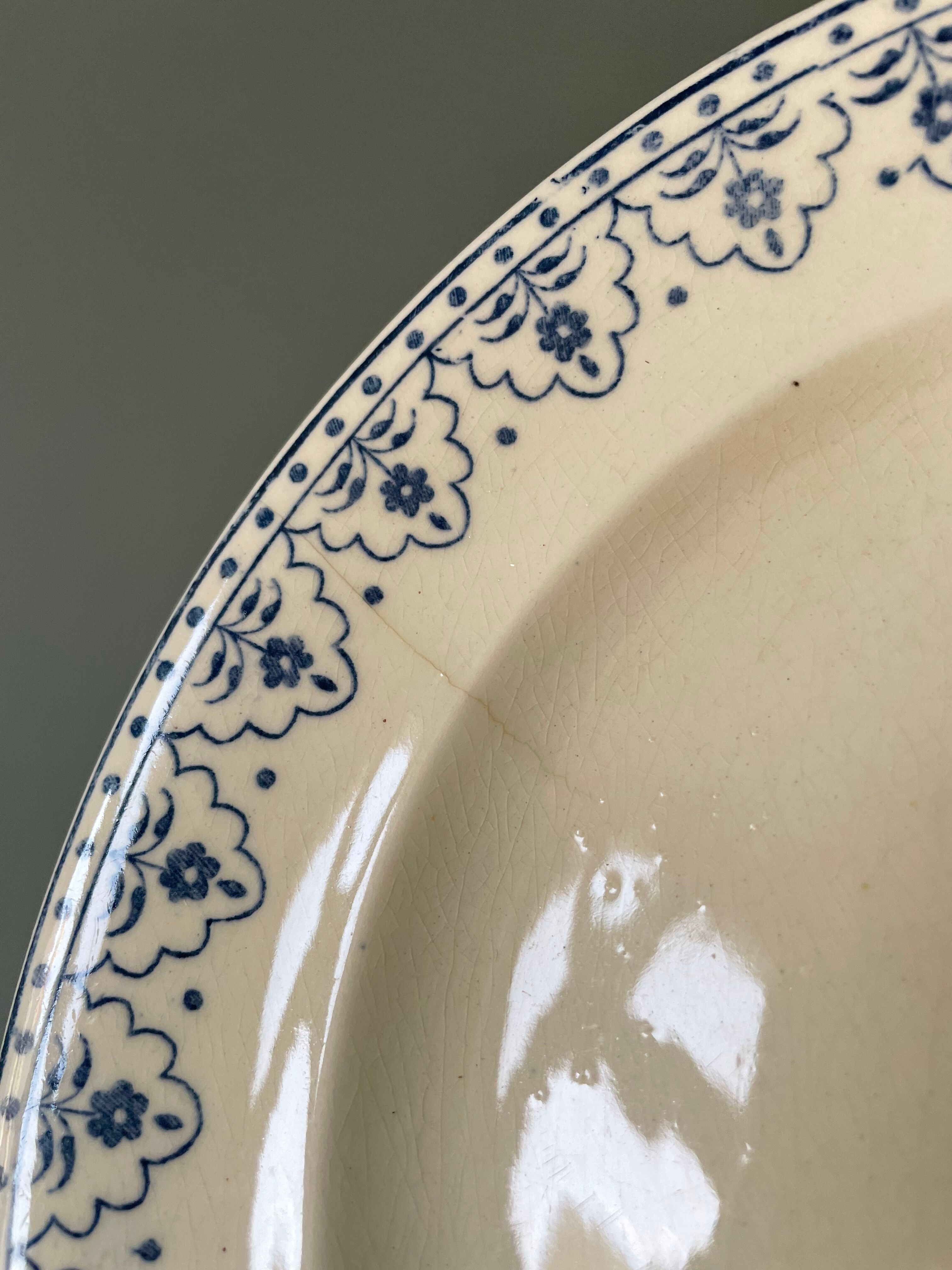 Series of 12 flat plates XIXth earthenware Terre de Fer Clairefontaine