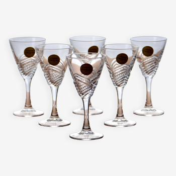 6 Arques crystal glasses Fuseau model