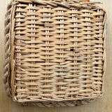 Rectangular burlap wicker basket