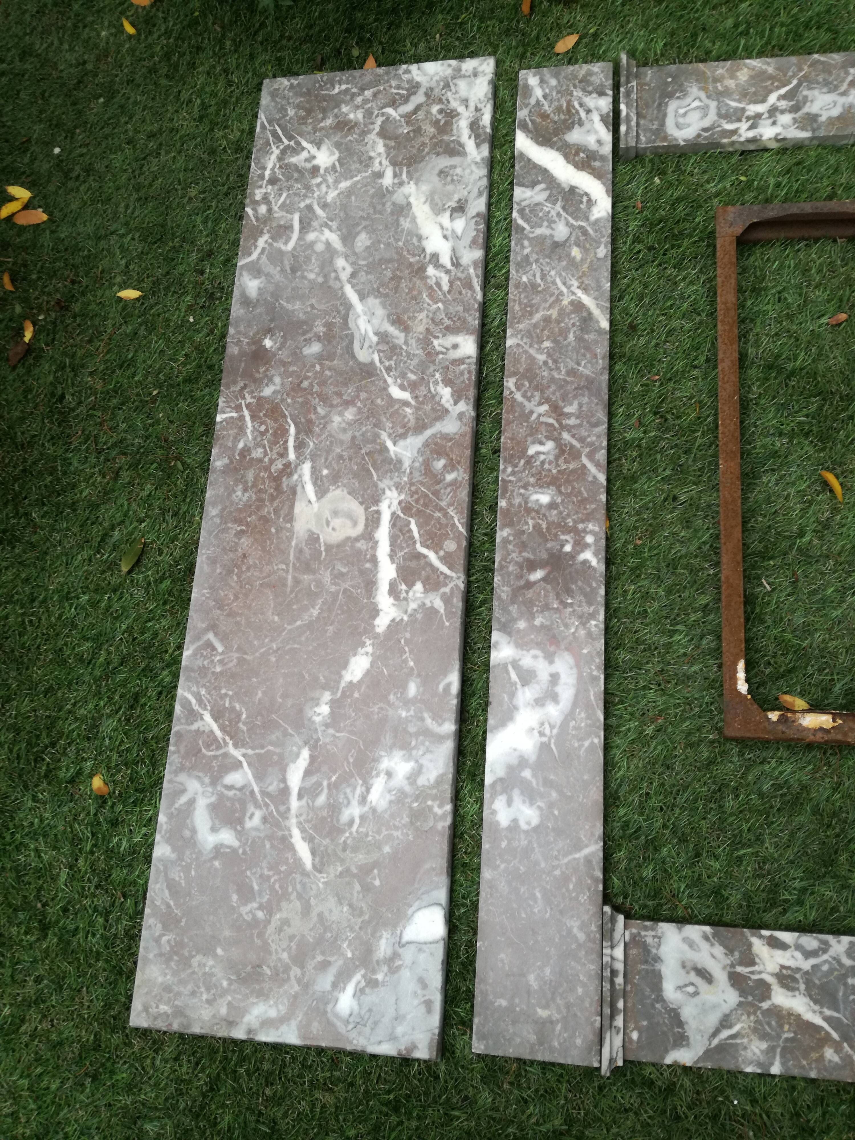 Grey marble fireplace