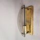 Set of 3 smoked glass and brass wall sconce lamps