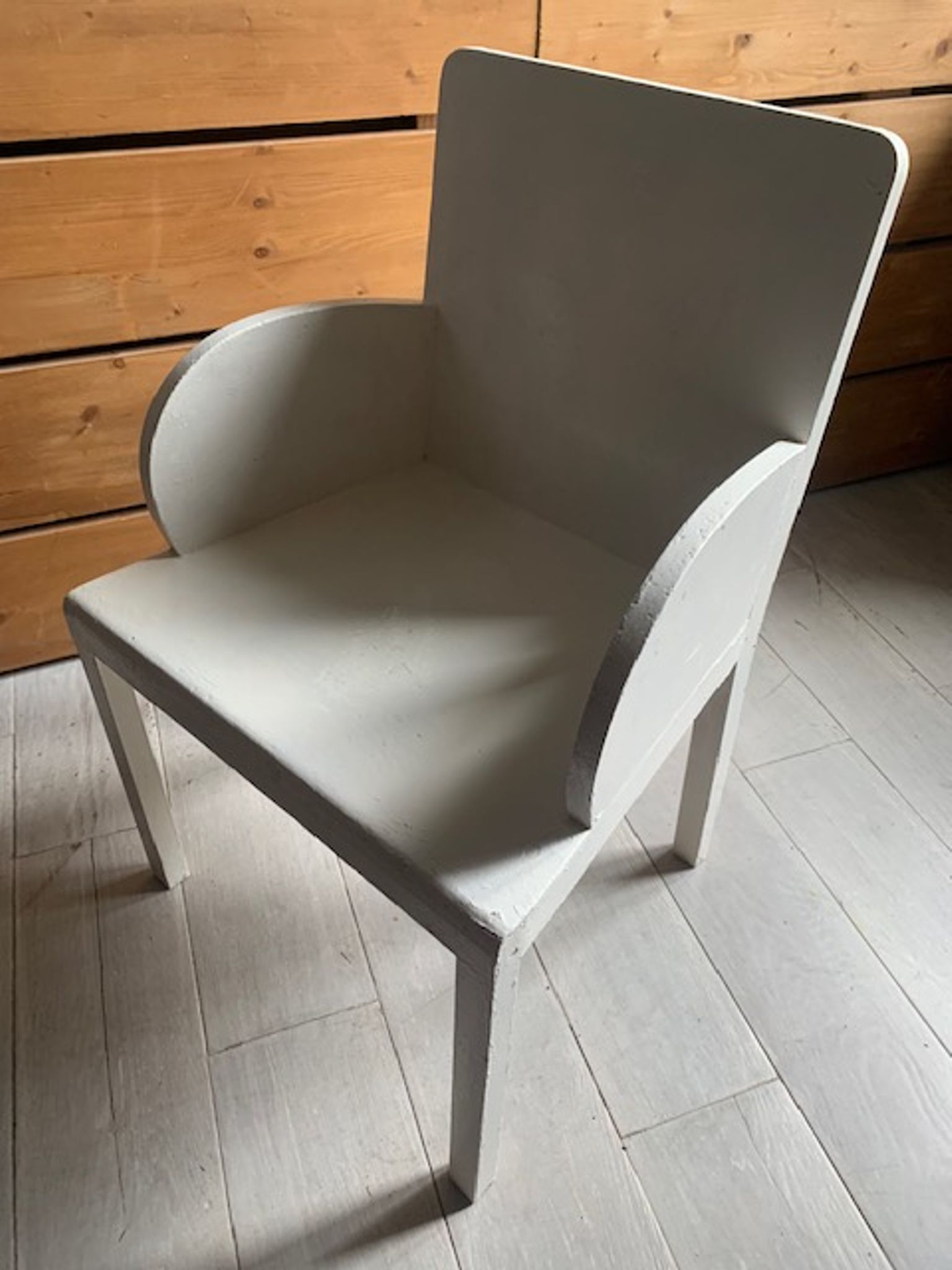 White wooden low chair 50s