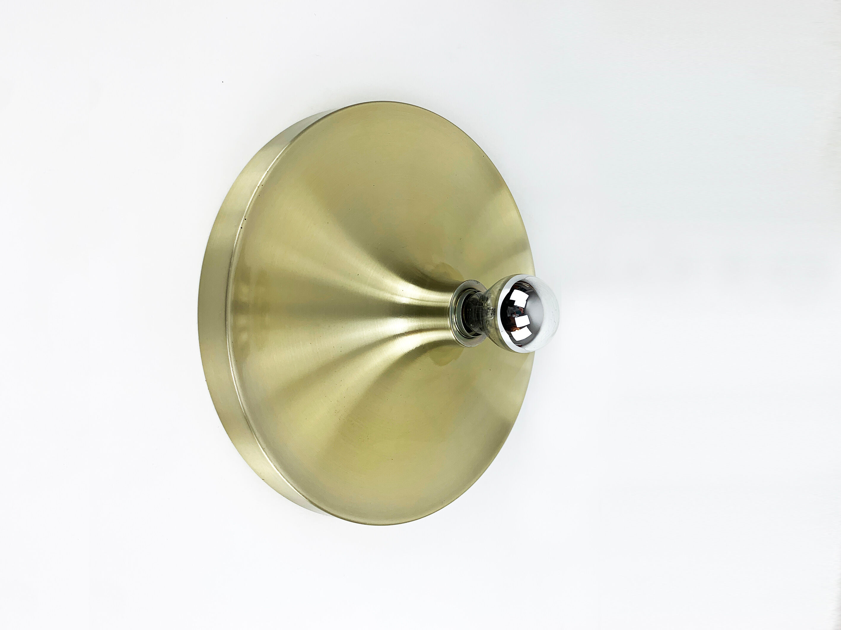 Space Age wall lamp by Honsel Leuchten in gilded aluminium, Flush Light
