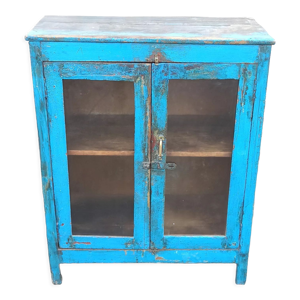 Vitrine en bois bleu ancienne