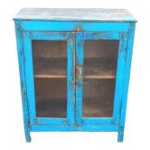Vitrine en bois bleu ancienne