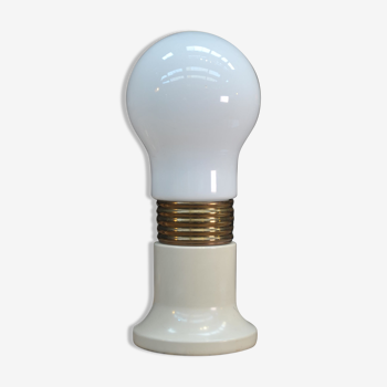 Lampe design forme ampoule en métal et verre 1970