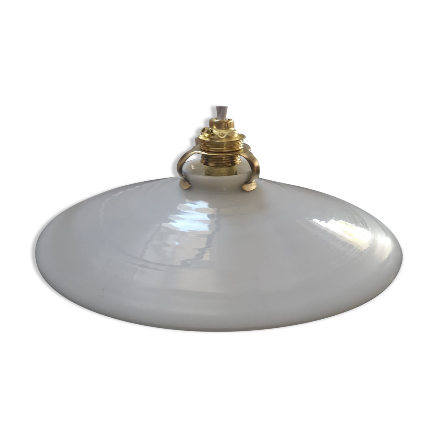 Old lampshade suspension opaline white smooth tbe art deco 1940 Ø 26 cm TBE
