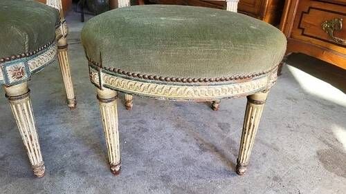Pair of Louis XVI style chairs from the 18th century with lyre back.